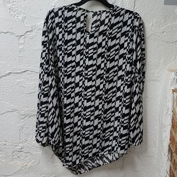 Cato lg slve button up  blk&white blouse - Picture 8 of 15